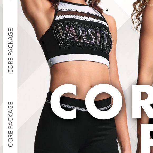 New Varsity Black & White Sports Bra with Sequin Sparkle Star Size Youth Medium - Picture 5 of 7